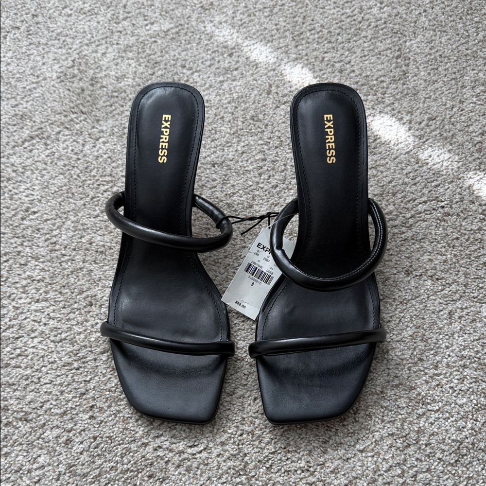 NWT Express Black Strappy Heels
